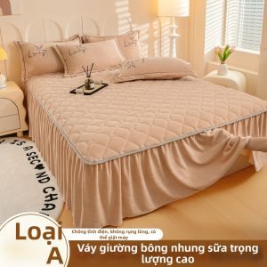 BEIPIN | Ga Phủ Quilted Đơn Giản Bề Mặt Nhung Sữa