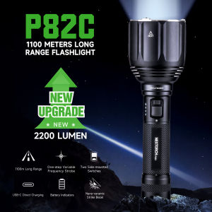 NEXTORCH P82C Rechargeable Flashlight High Lumens 1200 Lumen 1100 Meters Long Range Flashlight with 5 Modes & Strobe & Ceramic Bead Broken Window for Patrol Duty Outdoor Adventure Search and Rescue