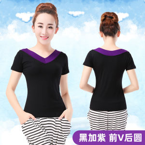 Square Dance New Arrival Short Sleeve Black Modal Top Dancing Exercise Clothing Dancing Dress Womens Sports Summer Red Clothes