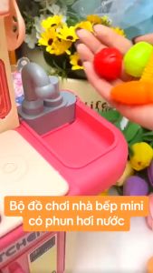 Bộ nấu ăn 2 tầng có phun khói kèm nhiều phụ kiện dễ thương - Đồ chơi nhập vai đầu bếp nấu ăn cho bé
