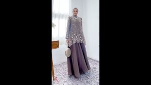 Gamis Brokat Mewah Elegan Nirina Dres Crinkle Airflow Mix Brukat M L XL XXL 3XL Dress Kondangan Wanita Seragaman Pernikahan Baju Seragaman Bridesmaid