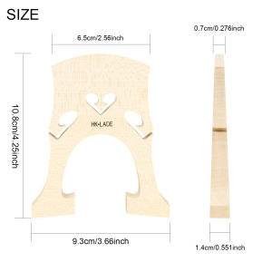 HK·LADE Baroque LN251 Cello Bridge – European Maple Hand-Carved Natural Dried Elegant Pattern for 4/4 Cello Adult/Child
