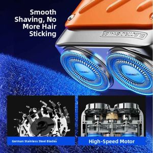 MONLEYTA | German Electric Shaver For Men Powerful Portable Mini Cannon Gift For Boyfriend Stainless Steel Blades Wet And Dry Use