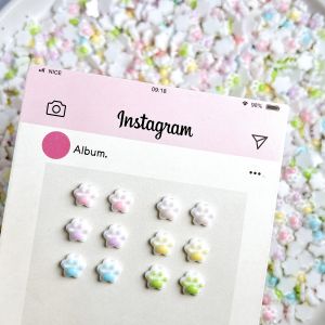 ชาร์มเล็บเรซิ่นรูปอุ้งเท้าสัตว์น่ารัก 30 ชิ้น สไตล์ครีมมี่เงา 6 สี เรืองแสง สำหรับตกแต่งเล็บ DIY