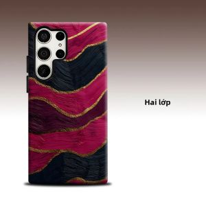 Ốp Điện Thoại Samsung Galaxy S26/S25/S24 A56 A36 Màu Vàng Magenta Họa Tiết Sóng Hai Lớp Sang Trọng Thời Trang Bảo Vệ Toàn Diện Ống Kính Chống Sốc Chống Xước Chất Liệu TPU Mềm