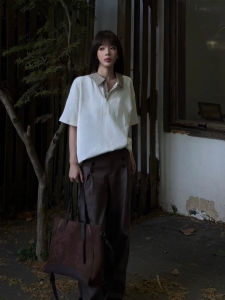 LIUBU | Relaxed Smart Style Gingham Turn-down Collar Polo Shirt