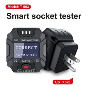 NJTY | NJTY T003 Màn Hình LCD Kỹ Thuật Số Máy Kiểm Tra Điện Áp Ổ Cắm Dò Lỗi Dây Điện RCD Kiểm Tra Phân Cực Mặt Đất Trung Tính Kiểm Tra Phích Cắm US 90V-250V