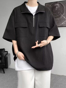 Áo Thun Nam Mùa Hè Ice Silk Half Zipper Polo-Shirt Cổ Đứng Nhanh Khô Dáng Rộng Thời Trang Thường Ngày Chất Liệu Polyester