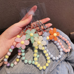 Phone Anti-lost Lanyard Key Short Wrist Pendant Colorful Macaron Round Bead Pendant Womens Hand-held Chain Mobile Phone Lanyard
