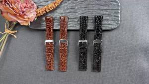 12/14/16/18/19/20/22mm New Crocodile Pattern Design Leather Watch Band Automatic Buckle Men Women Business Strap Universal Brown