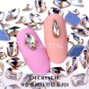 Champagne Colored Champagne Nail Drill Flat Bottom Super Shiny Nail Art DIY Drill Bright Water Diamond Glue for Nail Decoration