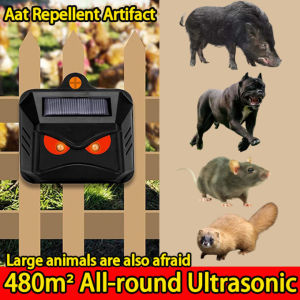 【Malaysia Spot Sale】Solar Owl Shaped Ultrasonic Animal Repellent （Mouse Nemesis）Ultrasonic Pest Repeller Anti Mosquito Rodent Control Bug Cockroach Insect Repellent 24h Work Waterproof PIR Sensor Repellents Anti Cat Dog Boar Fox