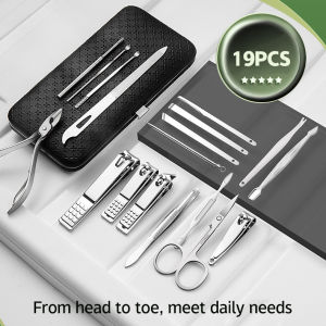 【Local Delivery】19pcs Set Original Manicure Set Stainless Steel Nail Clippers Set Premium Carbon Steel for Personal Manicure