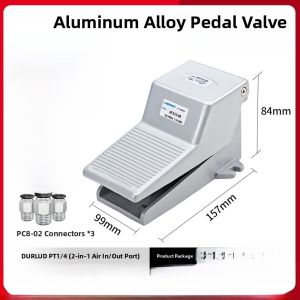 Pneumatic Foot Switch Pedal Valve 4F210-08L Cylinder Control Directional Valve Lock with Protective Cover Aluminum Alloy Material