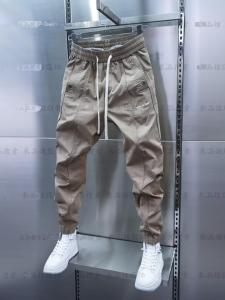 Mens Casual Trousers Elastic Waist Patchwork Cuffed Slim Fit Spring Autumn New Style Sports Elastic Waist Embroidered Versatile Small Leggings