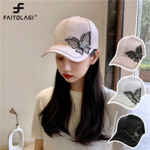 New Chic Butterfly Bows Rhinestone Embroidery Women Baseball Cap Spring Summer Adjustable Snapback Caps Sun Visor Hat