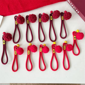 Red Ball Bell Mobile Phone Lanyard Short Style Handheld U Disk Keychain Decorative Accessories Anti-Loss Drop Protection Phone Case CCD Camera Bee String Handheld Strap