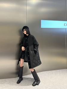 plus Size Womens Patchwork Cotton Jacket Shoulder Length Middle Long Twist Patterned Outerwear Casual Style Autumn Winter