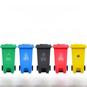 ถังขยะแบบถูด้วยเท้าขนาดใหญ่ 240 ลิตร สำหรับใช้ในพื้นที่กลางแจ้ง ถังขยะขนาดใหญ่พร้อมฝาสำหรับใช้ในธุรกิจ ถังขยะขนาด 120 ลิตร สำหรับใช้ในธุรกิจ