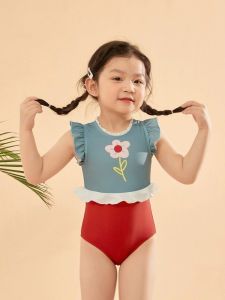 Girls One-piece Swimming Suitkids Girls Swimsuit Summer Sun Cute Professional Swimsuit 0327
