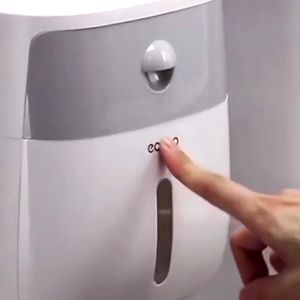 Peenoonshop กล่องใส่กระดาษทิชชูแบบติดผนัง 2 ชั้น กันน้ำ ดีไซน์ทันสมัย ติดผนังได้ทุกผนัง