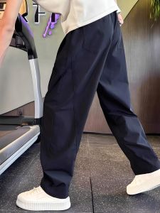 กางเกงขายาวทรงตรงลำลองสำหรับผู้ชาย แห้งเร็ว ทรงหลวม สีพื้น ทรงตรง กางเกงขายาวทรงขากว้างสำหรับผู้ชาย ฤดูใบไม้ร่วง 2025