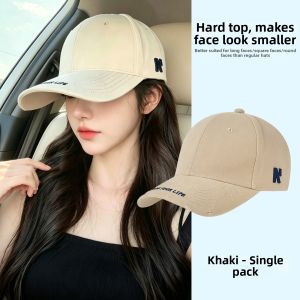 GUOQI | Fashion Small Face Enhancing Embroidered Large Brim Stiff Top White Baseball Cap