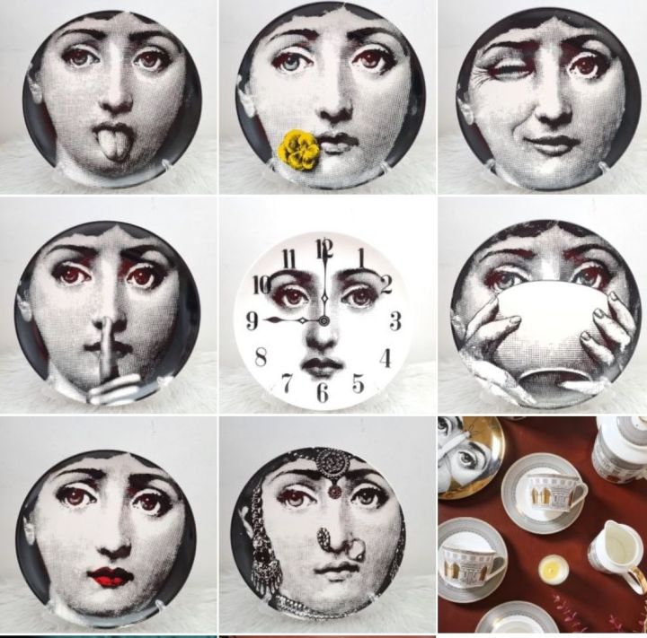 Fornasetti Inspired Plates Wall Hang Plates Decor Plates Decorative