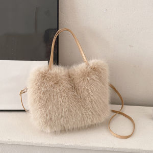 Faux Fur Tote Bag Womens Bucket Plush Luxury Design Ladies Handbags Soft Winter Crossbody Shoulder Bags Bolsa Feminina