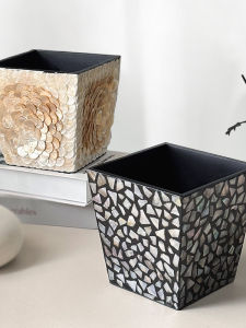 Natural Shell Small Trash Can Desktop Home Living Room High Aesthetic Value Office Bedroom Nightstand Waste Paper Basket