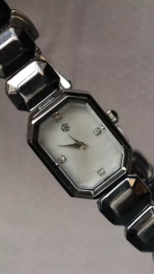 HB Jewelry LYKA Womens Watch White Pearl Dial Silver Tone Bracelet Rectangle Case Minimalist Dress Quartz Watch Water Resistant Battery Operated Non Tarnish Hypoallergenic Watch