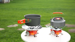 LILIER Portable Folding Camping Stove 4000BTU High Power Square Card Type Electronic Ignition for Outdoor Cooking