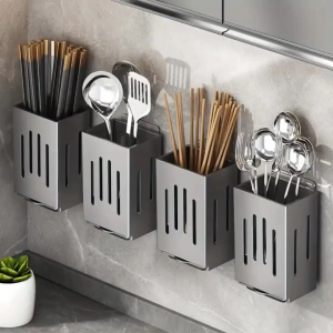 Kitchen Cutlery Spoon Storage Box Multifunctional Draining Chopstick Holder Hollow Drainer Knife Holder Tableware Organizer