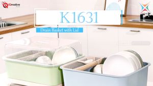 Oxihom S1631 Tempat Rak Pengering Piring Plastik Tutup Peralatan Dapur