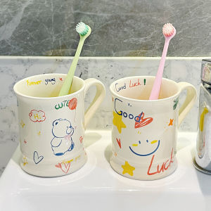 Simple Ins Style Toothbrush Cup High Aesthetic Value Mouthwash Cup Couple Bathroom Wash Cup Ceramic Material Dental Gadget