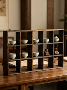Chinese Style Solid Wood Display Rack For Tea Room Tea Set Storage