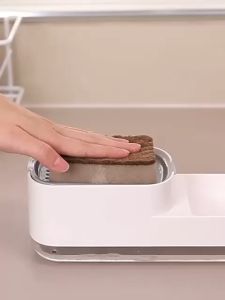 🔥HL🔥High-Quality Soap Dispenser for Kitchen Sink Countertop Soap Pump with Sponge Caddy Sponge Holder