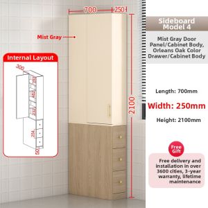 QIANGXIANG | Vintage Cream Style Narrow Kitchen Storage Cabinet