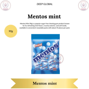 Mentos Mint 90g Sugar-Free Chewing Gum with Refreshing Mint Flavor and Crunchy Exterior 45 Pieces per Pack