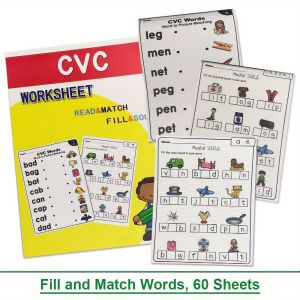 CVC Words Phonics English Early Education Materials Activity Training Workbook Grammar Vocabulary Building for English Skill