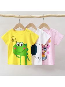 Pure Cotton Short Sleeve T-Shirt for Children Summer Casual Loose Fit Male And Female Baby Clothes Half Sleeve Infant Outfit