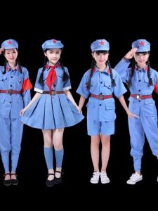Childrens Little Red Army Performance Clothes Eight Route Army Uniform Six One Clothes Sparkling Red Star Kindergarten Primary School Chorus Performance Clothes