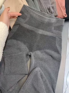 High Waist Seamless Cashmere Womens Warm Autumn Pants Slimming Tight Fit Pure Color Tummy Control Base Layer Pants