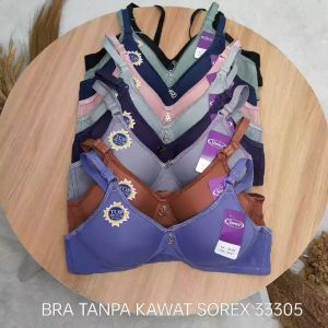 Bra Tanpa Kawat Sorex 33305 Size 32-38 Cup A-B Kait 2 Busa Sedang Bahan Katun/ BH Katun Wanita