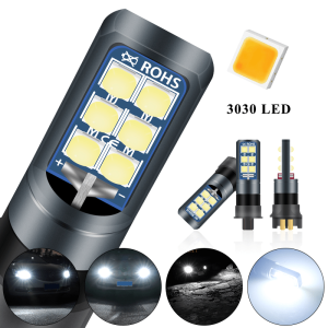 KEVANLY | 2pcs PW24W PWY24W LED Bulbs 3030 LED 12SMD White CANBUS Universal Car Turn Signal Light Daytime Running Lights Plug and Play 12V