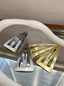 Brushed Texture Fashion Metallic Silver Golden Triangle Minimalist BB Clip K-style Fashion Sweet Cool Side Clip Hairpin