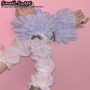 Y2K Girl Lolita JK Goth Women’s Sleeve Cover Half Finger Yarn Tutu Gothic Lolita Arm Warmers Wrist Cuffs Lace Ruffled Gloves