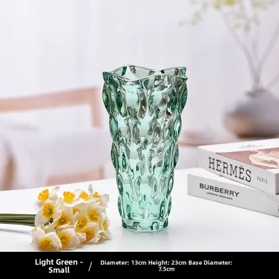 Nordic Luxury Large Diameter Crystal Glass Flower Vase for Flowers And Green Plants Home Hotel Floral Decorations