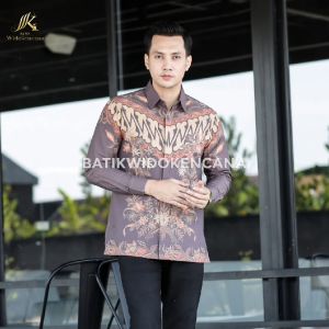 Kemeja Batik Premium - Motif Terbingkai Warna Ungu Soft