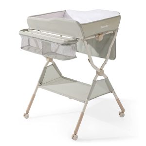 Portable Changing Table Folding Diaper Baby Changing Station Waterproof Changing Table Dresser Pad Topper 4-Level Adjustable Height with Wheels